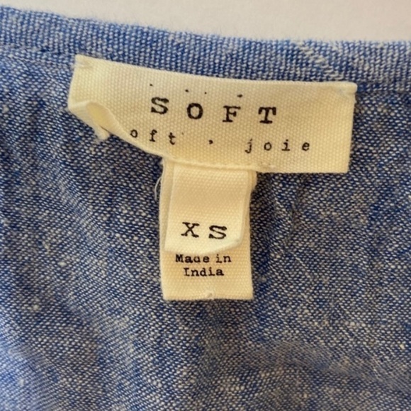 Soft Joie Size XS Blue Natali Chambray Shift Dress Blue Tassel Mini - Picture 4 of 5